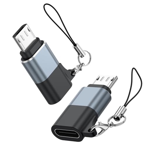 ZGCE Adaptador Micro USB Macho a USB C Hembra (2 Piezas) con Cordón para Galaxy S7/S7 Edge/S6/J7/J3, Huawei P Smart/P8 Lite/P9 Lite/P10 Lite y Otro Dispositivo Micro-USB