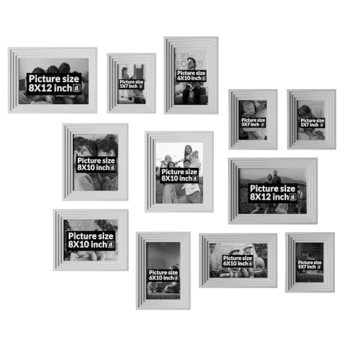 Image of Art Street White Collage Photo Frame Set of 12 for Wall Decor | Multi Size Family Picture Frames Gallery Wall Set | Modern Photo Frames for Living Room, Bedroom, Hallway & Home Decoration
