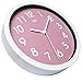 hito 10” Silent Wall Clock Battery Operated Kids Wall Clock Non ticking Sweep Movement Glass Cover Colorful Frame, for Kitchen, Bedroom, Home Office, Living Room Decor (Pink)