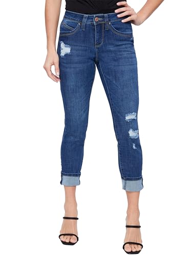 Royalty For Me Womens Women's Petite Wannabettabutt Mid Rise Mega Cuff Jeans