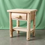 Log Nightstand [1 Drawer] - Unfinished/Dovetail / 100% Solid Wood/Amish Handcrafted in USA