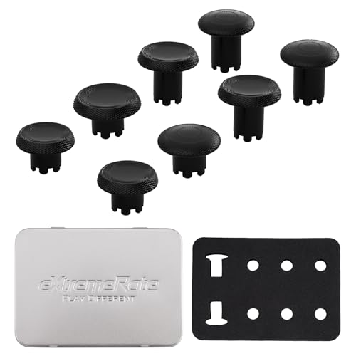 Image of eXtremeRate ThumbsGear Interchangeable Thumbsticks for PS5 Edge Controller, Replacement Black Analog Thumb Sticks Caps for PS5 Edge Controller - 4 Heights 3 Surfaces Grips - Without Thumbstick Base