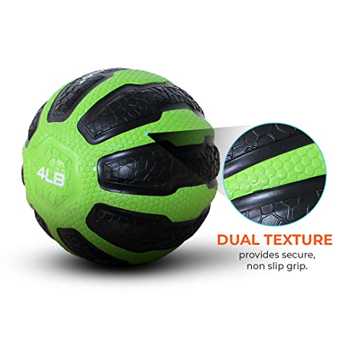 Gymenist Rubber Medicine Ball With Textured Grip, Available In 9 Sizes, 2-20 Lb, Weighted Fitness Balls,Improves Balance And Flexibility - Great For Gym, Exercise, Workouts (4 Lb (Green-Black)) #TOP1