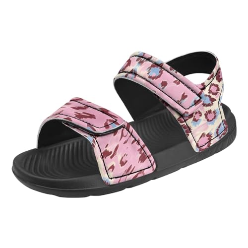 Pointodoor Leopard Print-Pink Sandals for Girls Boys Kids Toddler Fashion Summer Slide Sport Sneakers Anti Slip Sport Athletic Outdoor Sandals Back to School