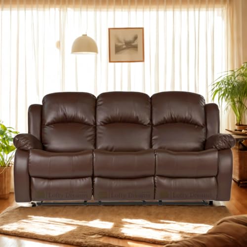 Image of Sofa 3 Seater - Ergonomic Leatherette Design with Plush Support, Includes 5-Year Warranty for Living Room Comfort and Durability