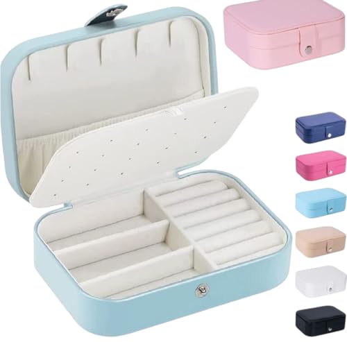 Porta Joias Portátil - Estojo Elegante com Fecho de Botão - Organize seus Acessórios com Estilo - Ideal para Presente (Rosa Bebê)