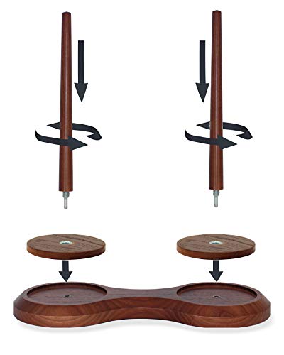 Barva Double Wood Yarn Holder Advanced Metal Twirling Mechanism Lazy Susan Big Stand Ball Spindle Sewing Crocheting Tool Wool Cord Organizer Ribbon Storage Knitting Embroidery Thread Crochet Accessory #TOP1