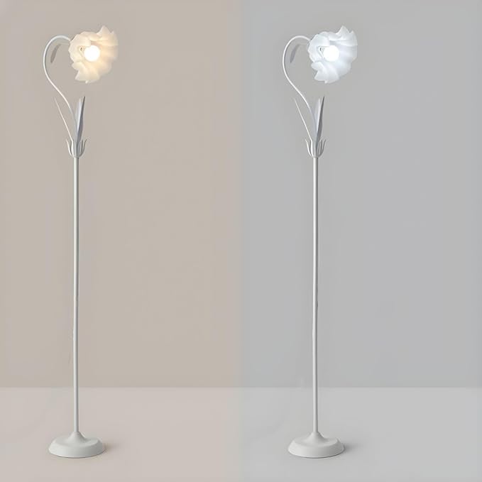 SEEAIRSHOP SEEARISHOP Modern Flower Floor Lamp Macaron White 1-Light Unique Floor Lamps Metal Standing Light Cute Floral Lamp with Acrylic Shade Arc Freestanding Lamp for Living Room Bedroom Kids Room photo 3