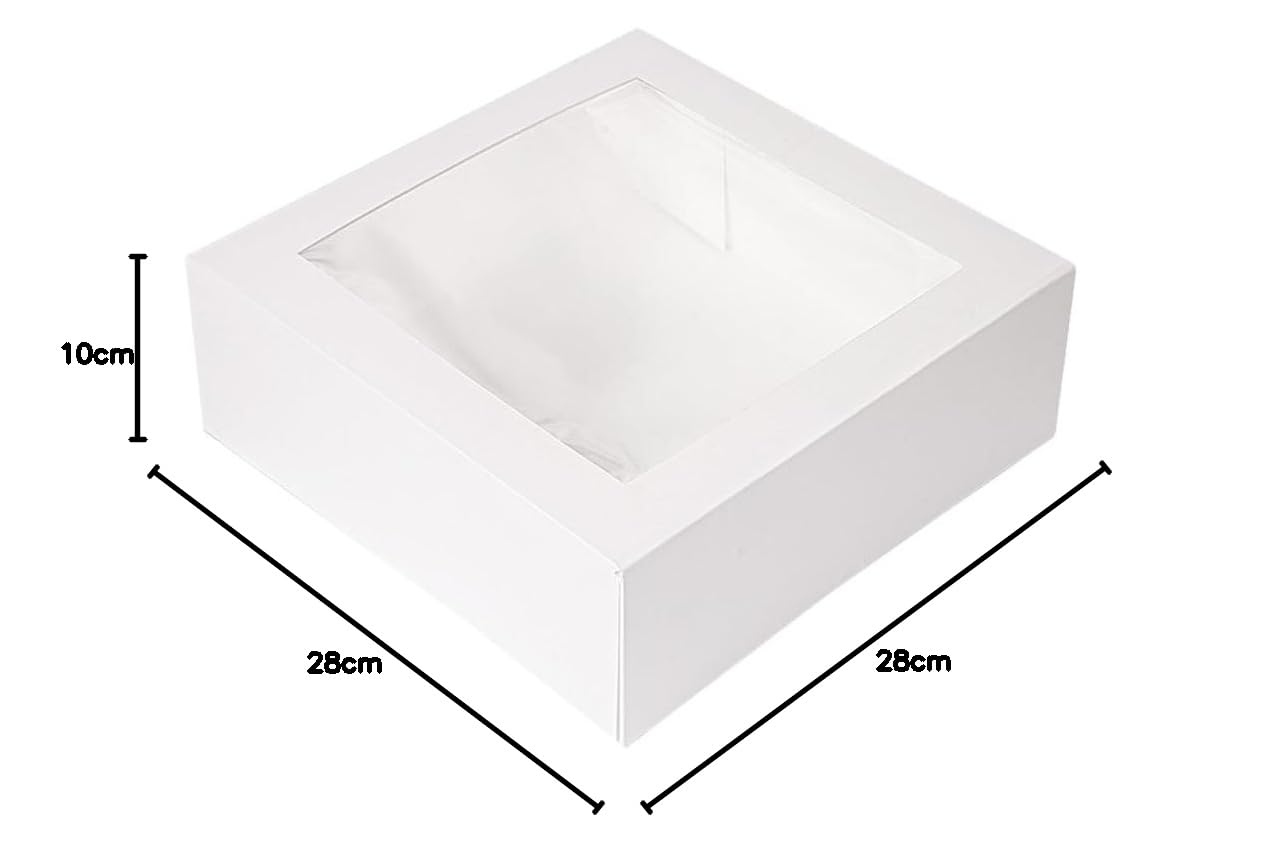 Garcia de Pou 50 pezzi - Scatole Pasticceria con Finestra 'Thepack' 250 G/M2 + Opp 28 x 28 x 10 cm Bianco Cartone Ondulato Nano-Micro