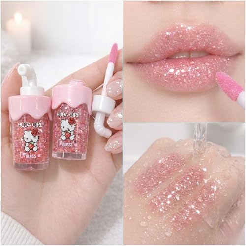 Image of Mini Sipper Juice Bottle Lip Gloss Set - Pink Sparkle, Waterproof Long Lasting Lipgloss for Girls, Lip Gloss Combo, Gift for Teens (2Pc Swiss Juice Lipgloss)