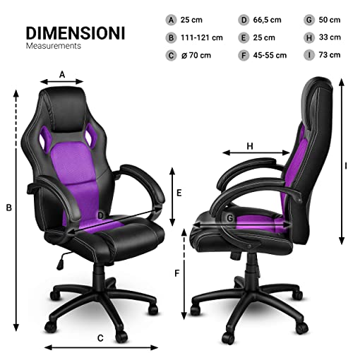 ® Sedia da ufficio Poltrona ufficio Versione Racing 14 diferente colores, braccioli imbottiti, inclinazione, sollevare SGS testato - Sedia gaming - Immagine 2