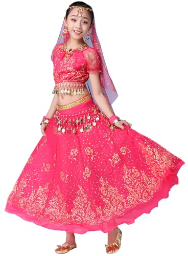 Disfraz de Danza Oriental para Niñas, Vestido Plisado 5 Piezas