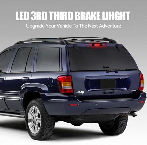 Image of Third 3rd Brake Light LED for 1999-2004 Jeep Grand Cherokee, High Mount Rear Brake Lights Assembly for 99-04 Grand Cherokee, Waterproof Center Cab Lamp Stop Light (Black)
