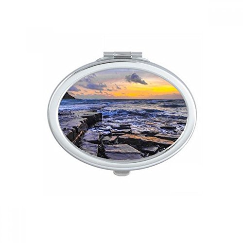 Miroir de poche ovale science de l'eau format compact pour maquillage nomade