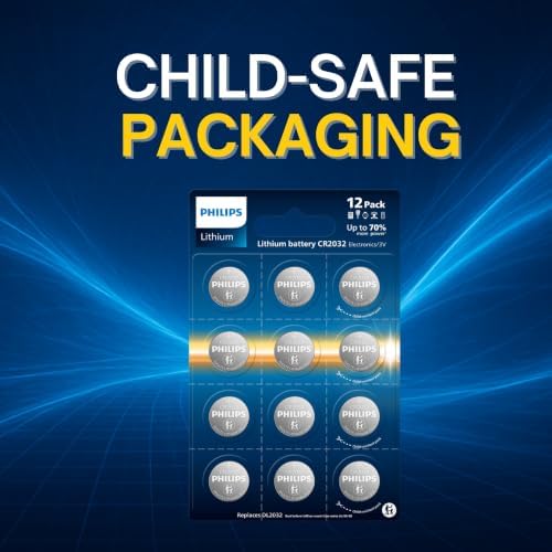 PHILIPS CR2032 Batteries, 12-Pack, CR2032 Lithium 3v Coin Battery, Replacement Batteries for Apple Airtag, Car Remote Key, Watches, Key Fobs. - View 8
