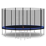 Baunsal® Trampolin Outdoor Ø 427 cm (EXD) blau-schwarz Komplettset Sprungmatte mit Netz und Leiter Gartentrampolin Outdoor Spielzeug Kinder Trampolin Kinder Outdoor Spielzeug Garten