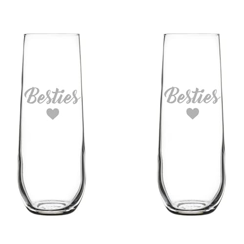 MIP Set of 2 Glass Champagne Flutes 8.5 oz Stemless