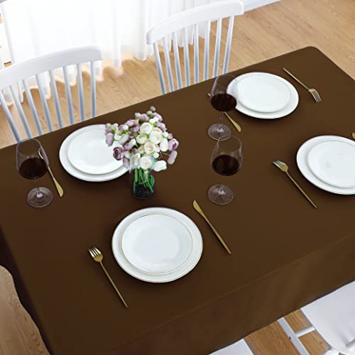 Image of FOLINS&HOME Brown Rectangle Tablecloth 60 x 120 Inch Waterproof Table Cloth