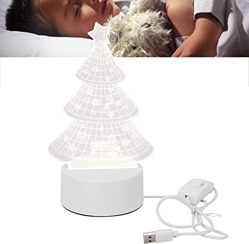 Image of 3D USB Acrylic Night Light LED Table Desk Bedroom Decor Gift Warm Table Lamp for Bedroom Living Room (Christmas Tree)