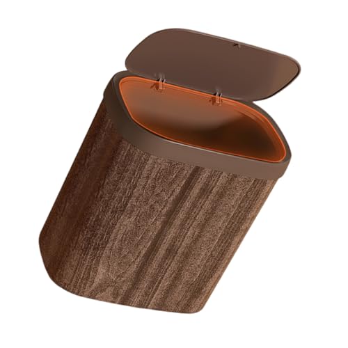Poubelle de cuisine fine anti-odeur avec son couvercle hermétique style bois