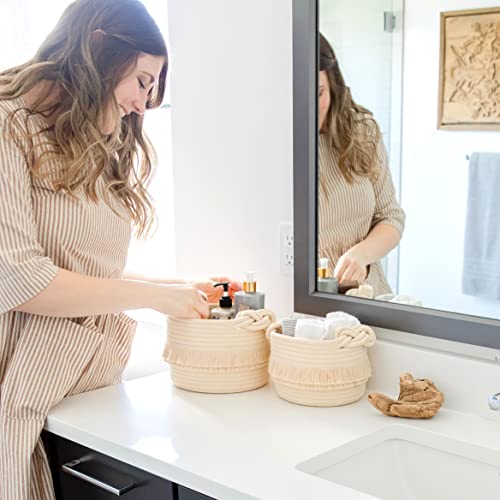 NaturalCozy-3-Piece-Boho-Decor-Storage-Basket-Set–Cotton-Rope-Woven-Baskets-for-Organizing-Small-Baby-Stuff-Shower-Gift-Basket-Nursery-Planter-Toy-Shelves NaturalCozy 3 Piece Boho Decor Storage Basket Set–Cotton Rope Woven Baskets for Organizing Small Baby Stuff Shower Gift Basket Nursery Planter Toy Shelves