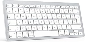 OMOTON Bluetooth Keyboard for Mac, QWERTY UK Layout, Silver