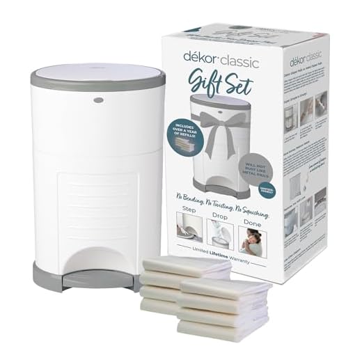 Diaper Dekor Classic Diaper Pail Gift Set – White | Comes with Over a Year's Supply Worth of Diaper Dekor Refills!