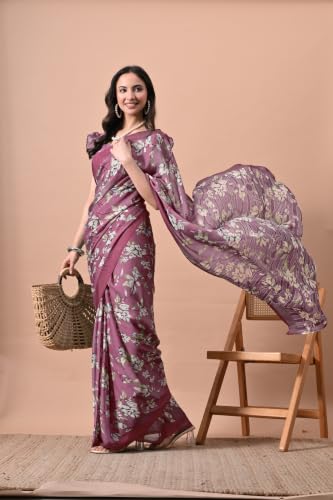 Image of MIRCHI FASHION Women Saree | Chiffon Chevron Zig Zag Printed Office Wear Sari with Blouse