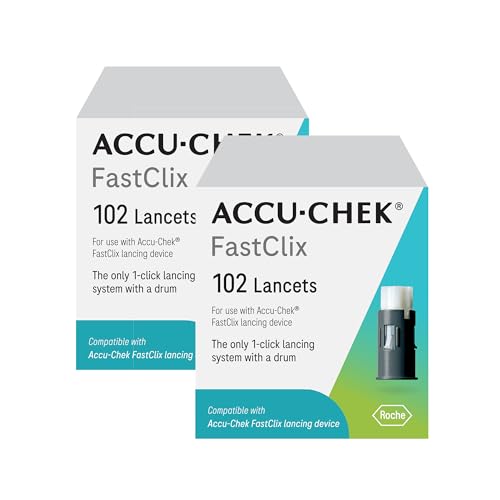 Accu-Chek FastClix Diabetes Lancets for Diabetic Blood Glucose Testing (2 Packs of 102)(Packaging May Vary)