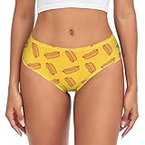 PBJCKAH Soft Underwear Women Briefs Hot Dog Seamless Pattern Yellow Breathable Ladies Hipster Panties L