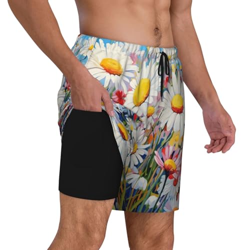 Summer Floral Daisies Flower Print Men Stylish Functionality Swim Trunks Breathable Beach Shorts Surfing Gym Fishing3