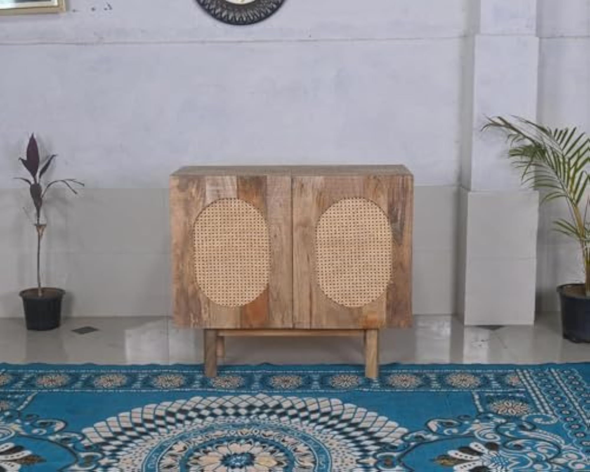 Solid Wood Sideboard Cabinet for Storage, Oak Finish