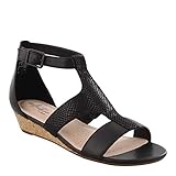 Clarks Women's Abigail Lily Wedge Sandal, black leather/suede, 5.5 M US