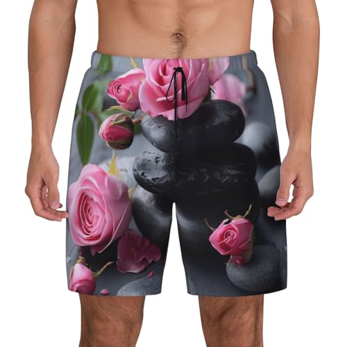 Short de bain pour homme imprimé spa et rose maillot de plage léger