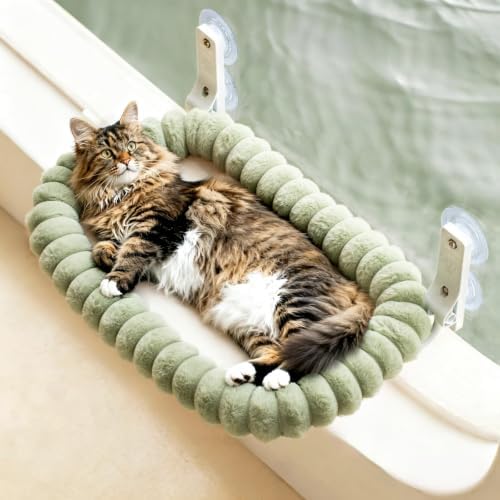 EDAGNY Groß Katzen Hängematte Fenster Faltbar Wendebezug Stabiles 18kg Grün,L