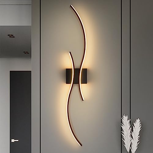 CANEOE Modern Led Wall Light, 39inch Black Indoor Led Wall Sconce Lighting, Bathroom Vanity Light Fixtures Over Mirror for Living Room Hallway Bedroom Bedside Wall Lamp (Warm White, 3000K)