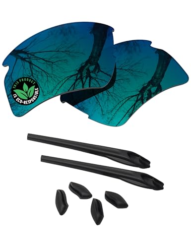 Image of Raydi Polycarbonate Replacement Lenses & Rubber Kits for Oakley Flak 2.0 S OO9511 Rectangular Sunglasses - Emerald Green Mirror - Polarized