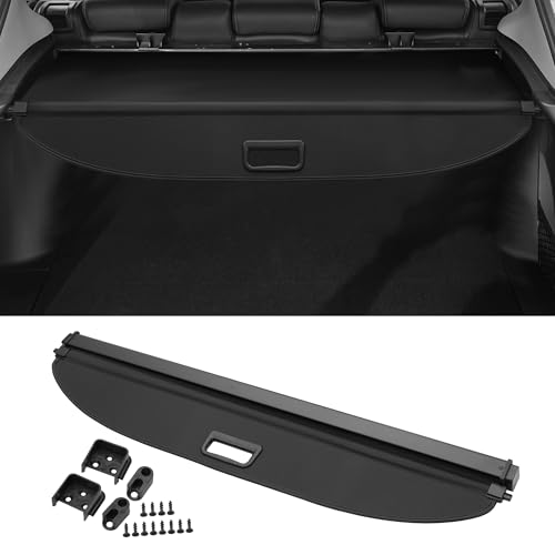 Motoforti Car Retractable Cargo Cover for Volkswagen Tiguan 2007-2016 Rear Trunk Parcel Shelf Luggage Security Shield Shade, Canvas, W/Accessories, Gloss Black