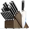 Astercook Knife Set, Kitchen Knives Set with Block and Sharpener Full Tang 17 Pcs German Stainless Steel Knives Sharp Blade Dishwasher Safe Premium Knife Set with Anti-slip Ergonomic Handle, Black