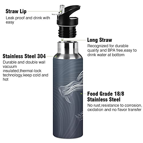 Yasala Water Bottle Wolf Wildlife Coffee Thermos Stainless Steel Insulated Beverage Container 20 Oz With Straw Lid Bpa-Free For Sport, Travel, Camping, Back To School #TOP2