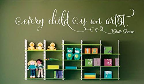 YINGKAI Every Child is an Artist Pablo Picasso Quote Vinyl Wall Decal Sticker Living Room Vinyl Lettering Removable Decal for Nursery Kids Room Play Room Home Window Decoration