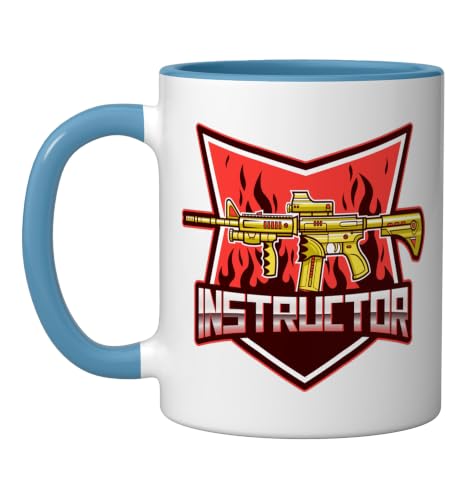 AR-15 Style Rifle inspired Firearms Instructor Ceramic Mug, Blue/White, 11oz