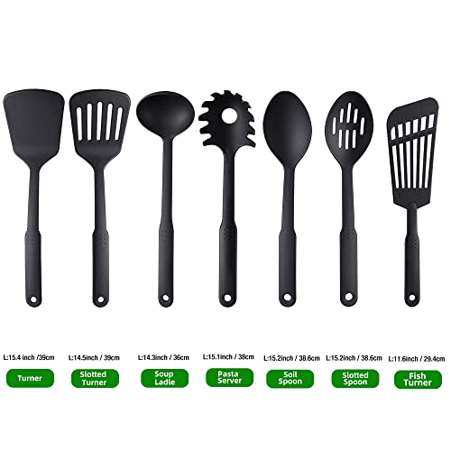 Kitchen Utensils Set, 7Pcs Cooking Utensils Set 410F° Heat Resistant & Non-Stick Food Nylon Kitchen Gadgets Accessories For Cookware, Bpa Free Kitchen Tools Gift (Black) #TOP4