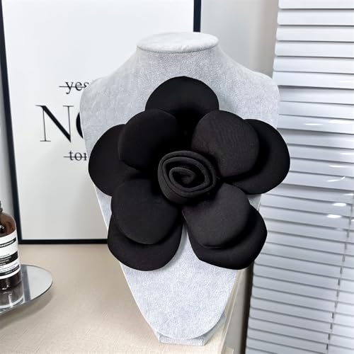 Image of Chunky Fabric Flower Brooch Pin for Women Girls Fashion Dainty Layered Rose Camellia Flowers Corsage Boutonniere Brooches Lapel Pins Elegant Wedding Holiday Party Dress Accessories Jewelry