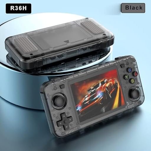 Genérico R36H Consola retro portatil version horizontal de R36S, +15000 Juegos Compatibles PS1, GBC, GBA, NDS, PSP, GameCube, Versión Premium (Negro traslucido) | Ya disponible en tu tienda friki favorita! En mundofriki.es!