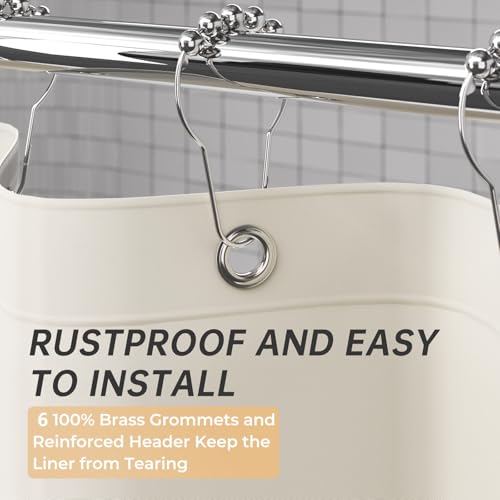 Image of AmazerBath Stall Shower Curtain 36x72, Beige Shower Curtain Plastic, Small Shower Curtain Liner Cream Heavy Duty Thick PEVA, Walk in Shower Liner with 2 Weighted Stones and 6 Grommet Holes