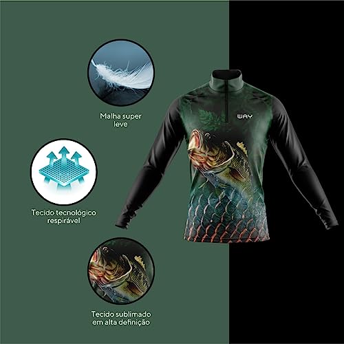 Camiseta de Pesca Masculina Proteção UV 50 Solar Camisa De pescaria (as2, alpha, m, regular, Black B