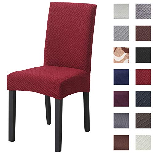 Padgene Fundas de Silla de Comedor Cubiertas Espesas Modernas Elásticas, Extraíbles, Lavables y Duradera 4/6 Piezas Sillas Altas Protectoras para Cocina, Comedor (Paquete de 6, Rojo)