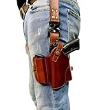 Eilin Tactical Gun Holster Thigh Drop Leg Bag Belt Cross Over Nylon Military Pistol Magazine Pouch for Outdoor Hunting Cycling Motorcycle (Black)
