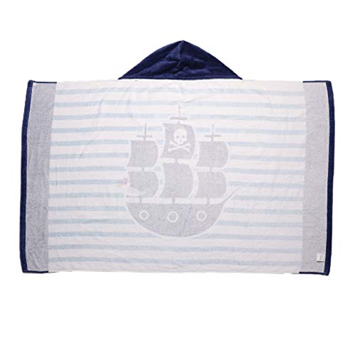IPOTCH Poncho de Surf con Capucha Cambia Bata Toalla de Baño Unisex Absorbente de Agua y Secado Rápido - Barco azul, tal como se describe